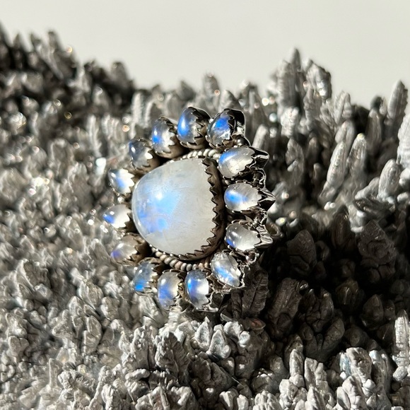 Sterling Silver Multi-Stone Moonstone Ring - Picture 7 of 10